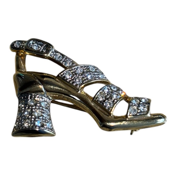 Unbranded Jewelry - Chunky Heel Sandal Brooch Sparkling Gold and Silver